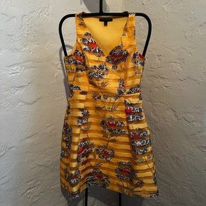 EUC Banana Republic Golden Yellow Floral Organza Dress